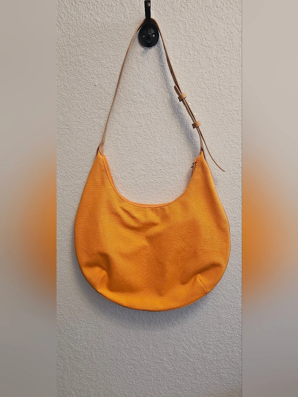 kate spade Bright Orange Crescent Shoulder Bag with Tan Strap - Picture 2 of 6